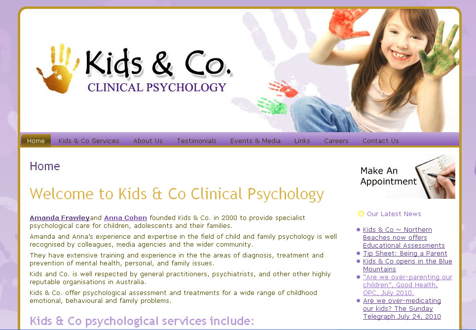 Child Psychologist website design